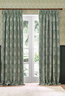 Marigold Pencil Pleat, Leaf Green - Ready Made Curtains